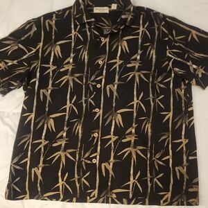 Caribbean Black and Tan Bamboo Print Shirt